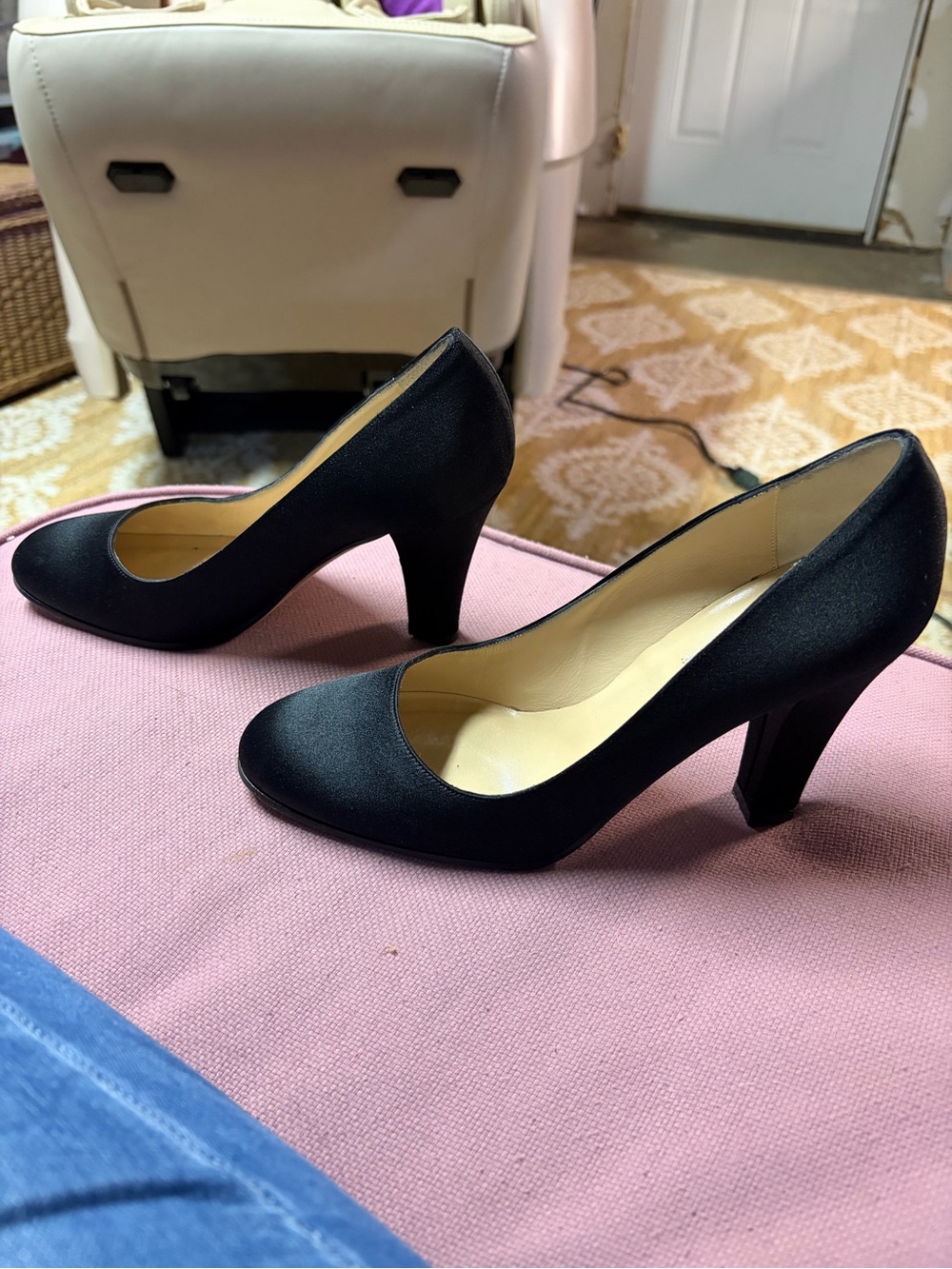 Michael Kors Black Satin Round-Toe High Heels - Picture 2 of 4